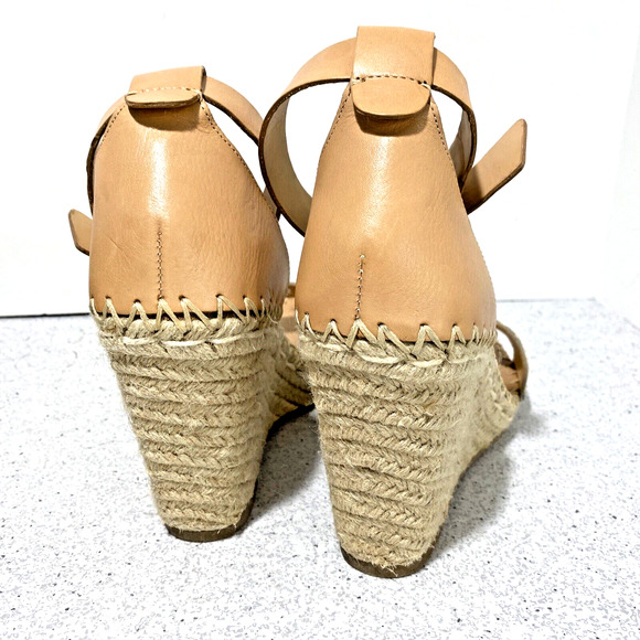 Dolce Vita Espadrille Wedge Platform High Heel Sandals Strappy Tan Calf Hair 10M - Picture 3 of 9